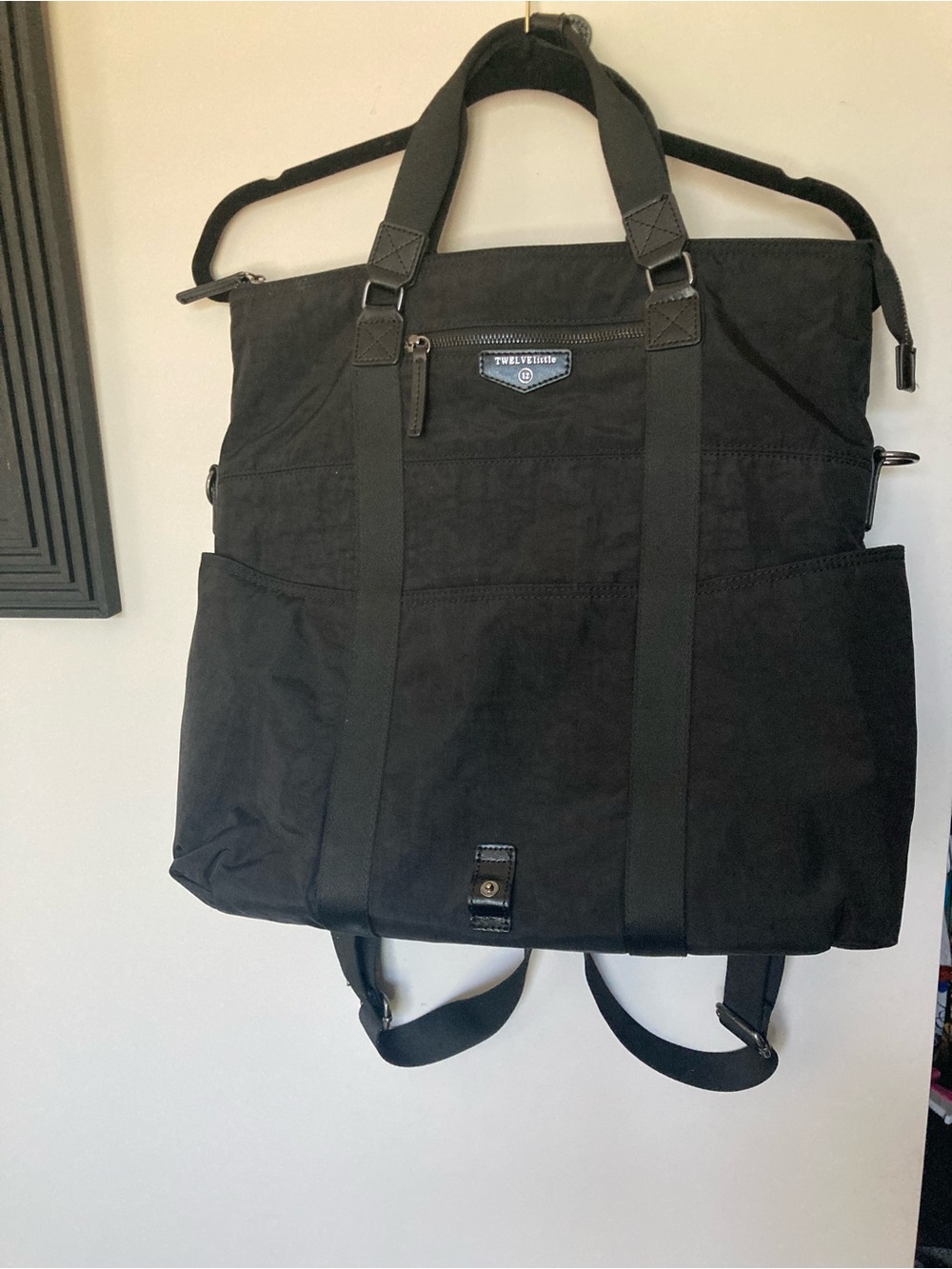 Twelvelittle Black Convertible diaper bag Backpack Tote